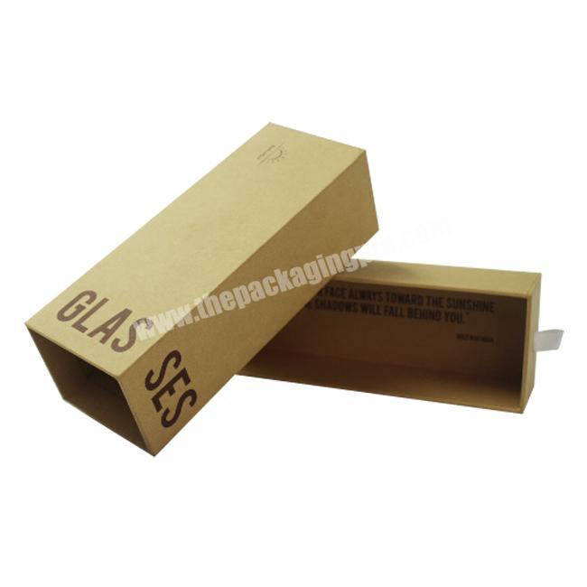 Wholesale Customized Brown Kraft Cardboard Paper Gift Drawer Box with Ribbon