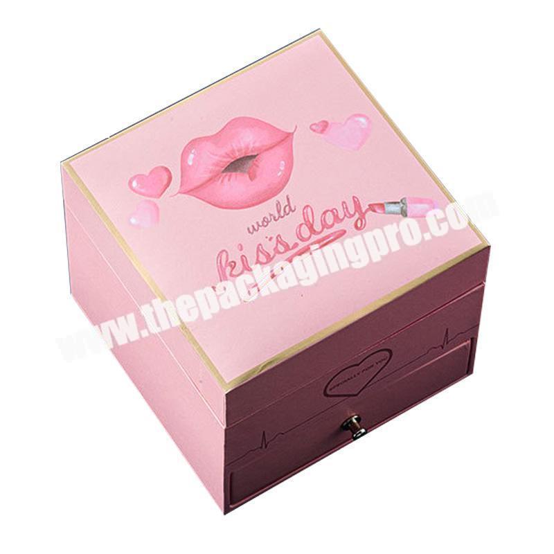 Wholesale customized cosmetic lip gloss gift box packaging