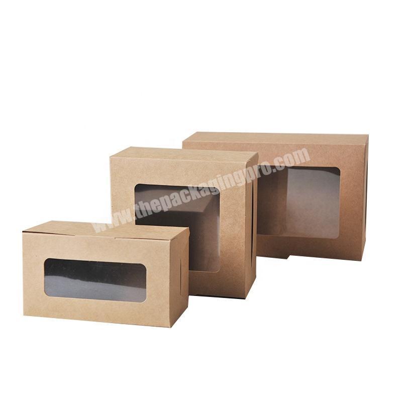 Wholesale Customized Logo Foldable Kraft Cake Packaging Paper Box With PVC Window