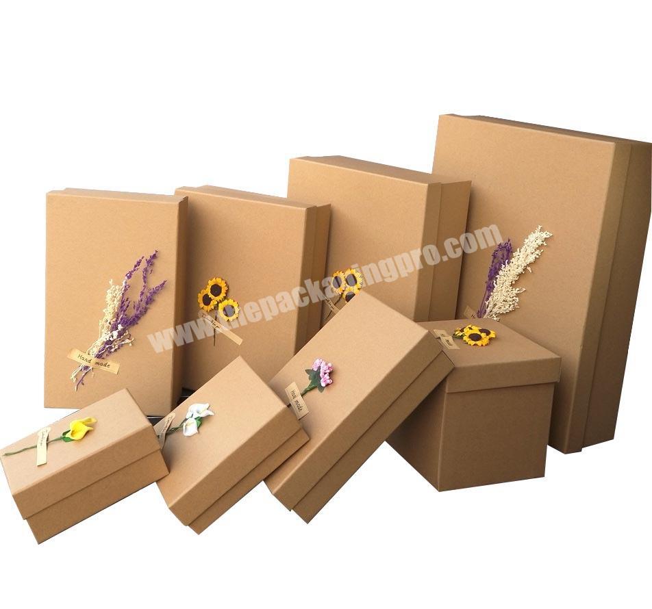 Wholesale Customized Logo Simple Packaging Kraft Paper Gift Box for Jewelry Accessories Flowers