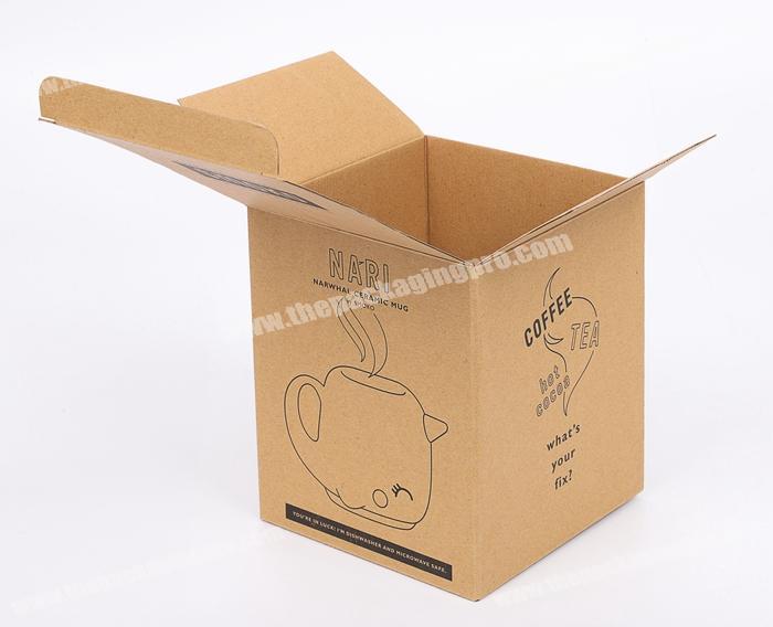 Wholesale White Small Square Kraft Paper Corrugated Custom Cardboard Paper  Coffee Mug Packaging Box
