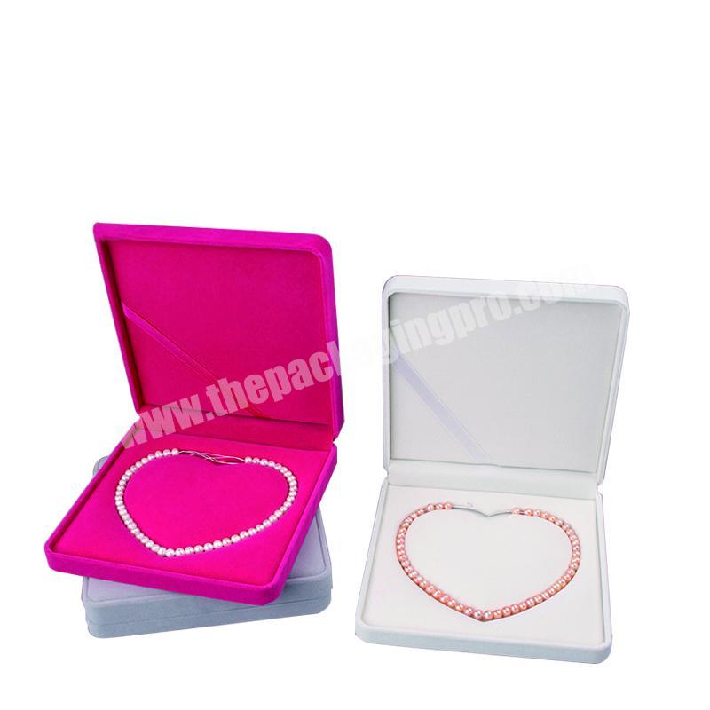 wholesale delicate large size pearl necklace box gift case for wedding velvet jewelry box