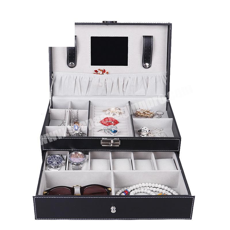 Wholesale double-deck pu leather luxury watch box custom high-grade watch gift box