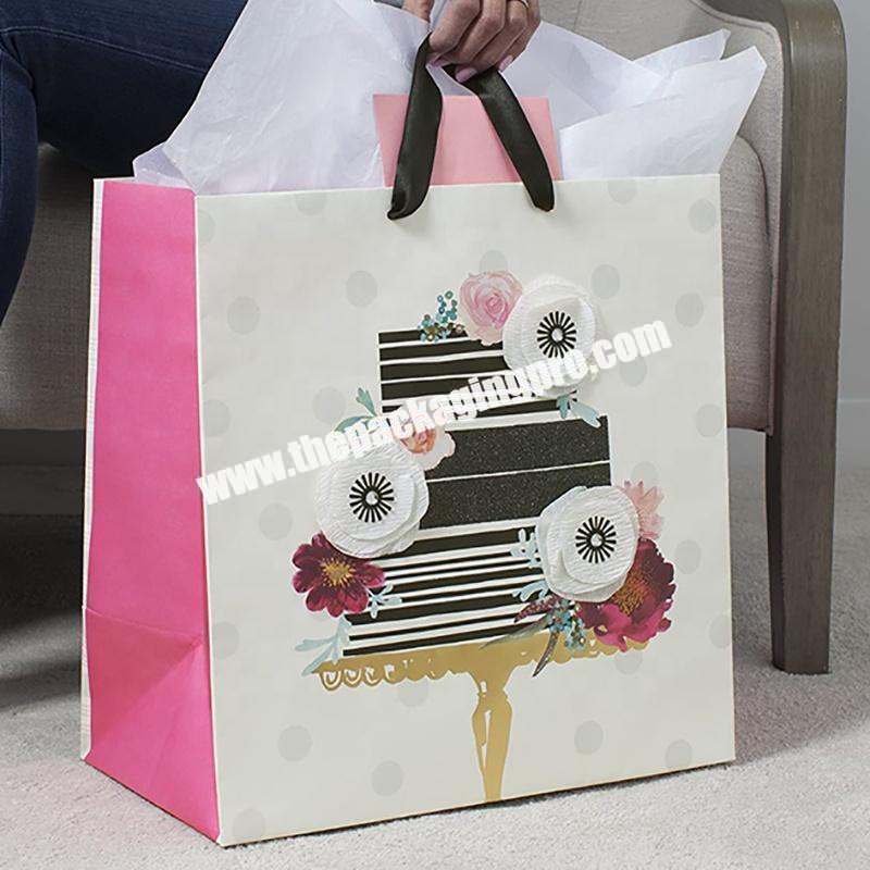 Wholesale Eco Friendly Brown Shopping Kraft Paper Bag Custom Logo Printed Rigid Paper Gift Bag with Handle