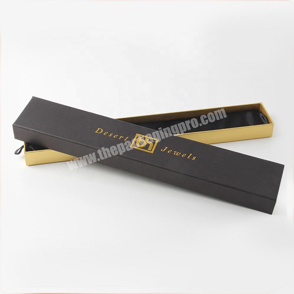 wholesale empty black cardboard drawer style  gift pen boxes with ribbon handle