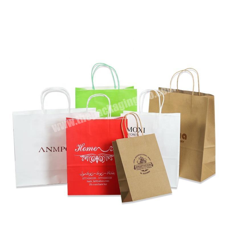 Wholesale environment friendly stand up kraft paper shopping bag with handle