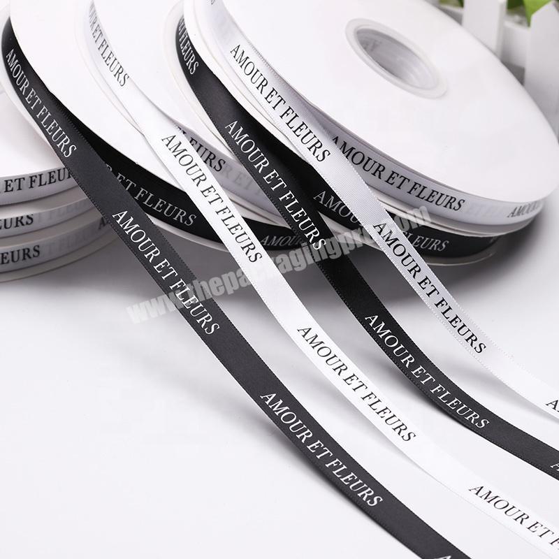 Wholesale factory cheap ribbon 15mm silver printed satin ribbon with print ink logo ribbon