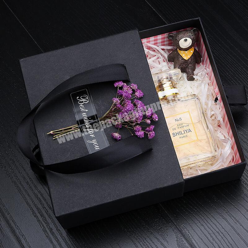 wholesale factory price base customized black gift box with lid and base