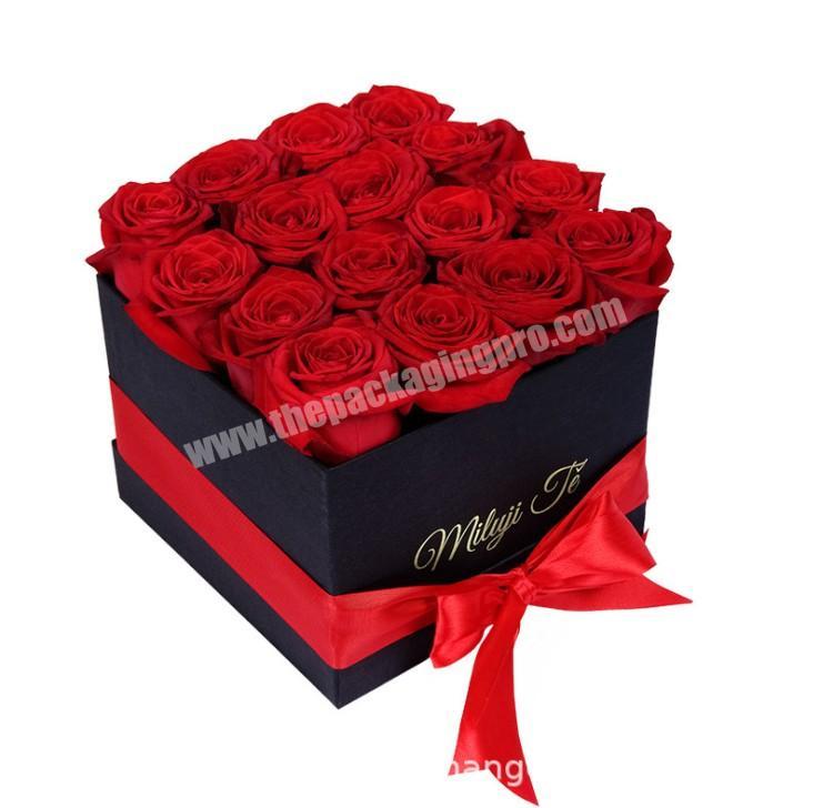 Wholesale Factory Price Gift Boxes Packing Natural Rose Flower Packaging Paper Box WIth Bow Ribbon