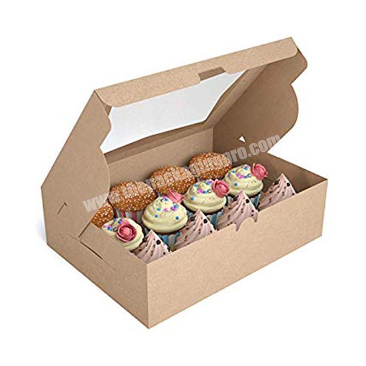 Wholesale Factory Supply Portable Kraft Paper Packaging Box,Craft Paper Bakery Box With Window