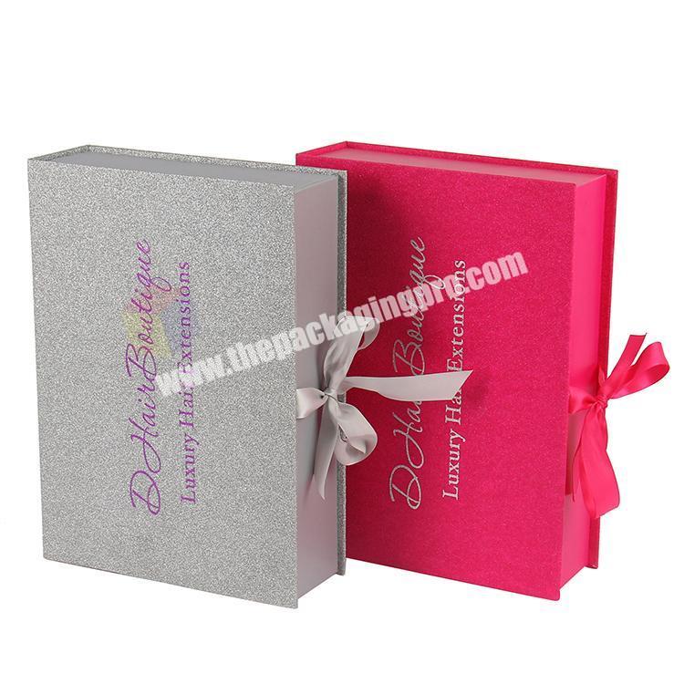 wholesale fancy glitter hair extension packaging gift box