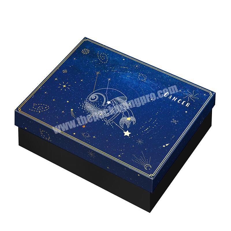 Wholesale Fashion Mysterious Gold Stamping 12 Constellations Printed Gift Packaging Box with Lid and Ribbon Base