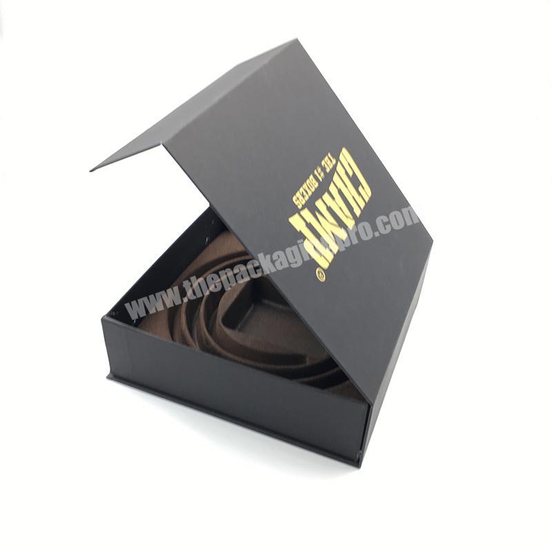 Wholesale Foldable Book Shape paper Luxury leather belt box Magnetic gift Packaging Box