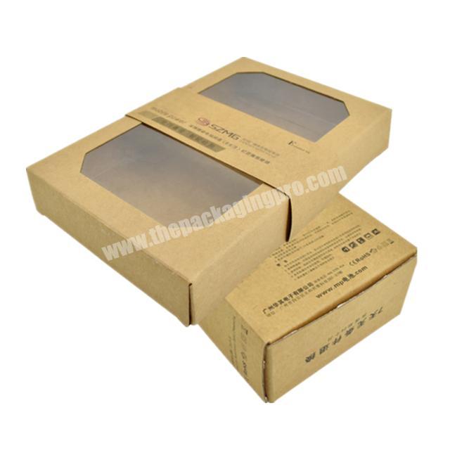 Wholesale foldable electronics brown kraft paper box with clear lid