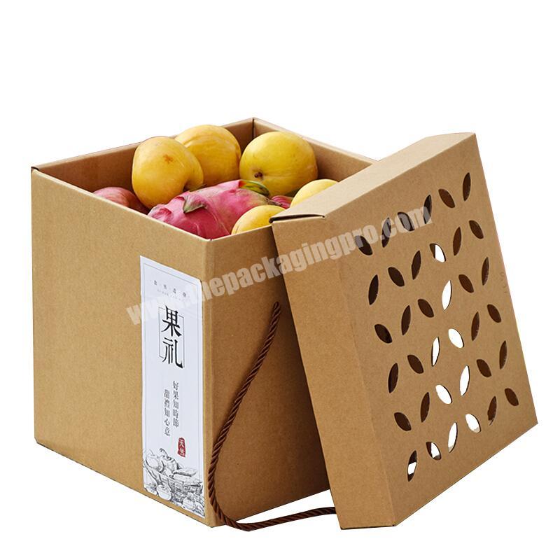 Wholesale Food Grade Paper Custom Fresh Corrugated Carved Portable Fruit Packaging Box