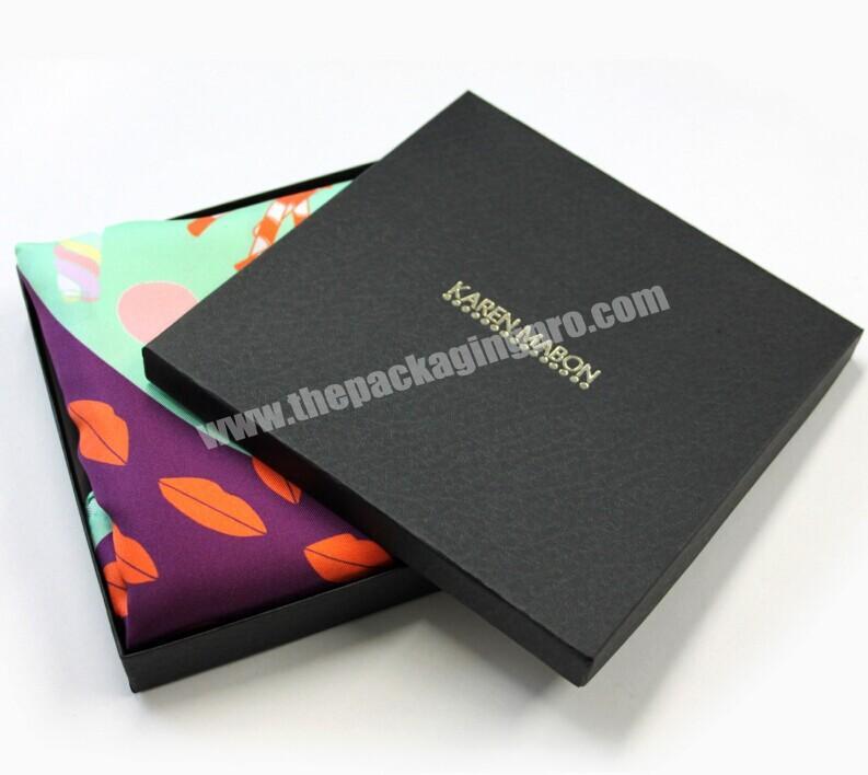 Wholesale Glossy Lamination Printing 2mm Thickness Corrugated Cardboard Black Paper Silk Gift Box Scarf Packaging