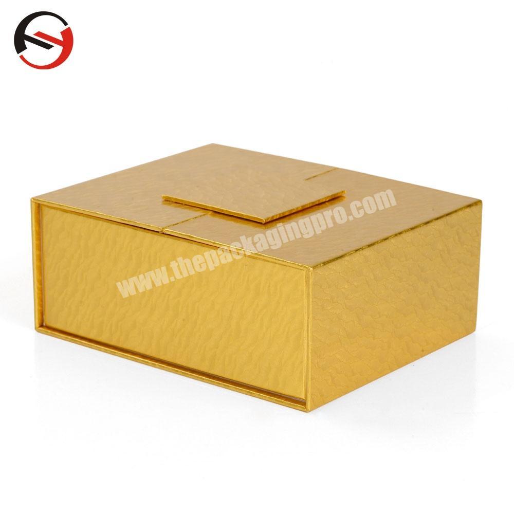 Wholesale Gold Paper Snapshut Packing Box Rigid Magnetic Flip Open Top Flip Lid Gift Box