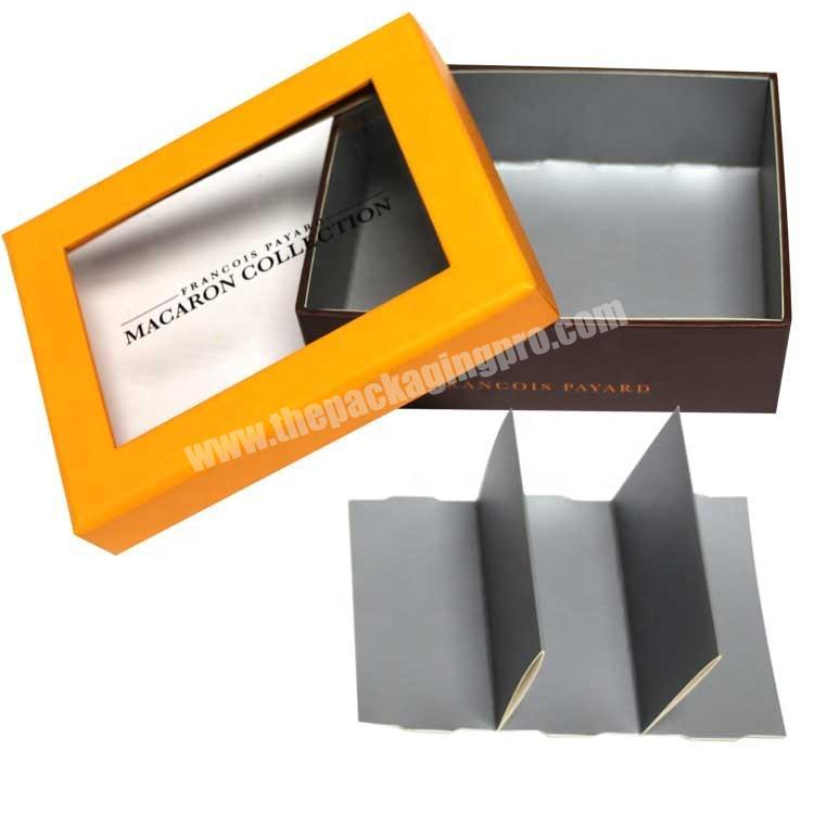 Wholesale handmade 2pc cardboard box macrons packaging paper box with window