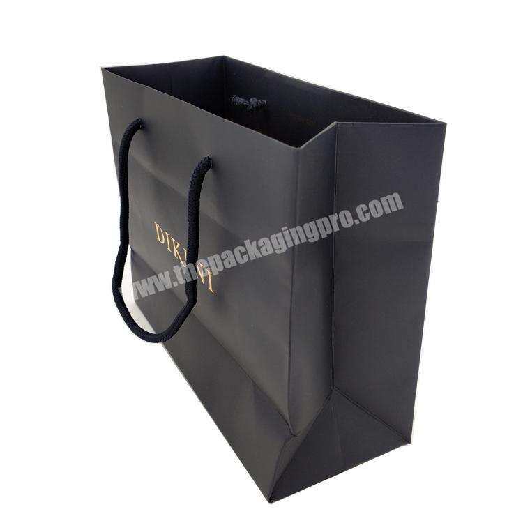 Wholesale High Grade Jewelry Gift Gold Hot Stamping Logo Black Handle Paper Bag For Shopping Wholesale High Grade Jewelry Gift