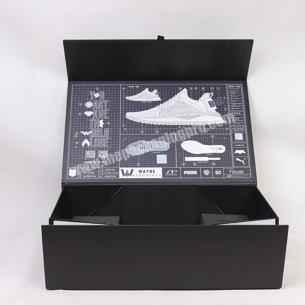 Wholesale High Quality Customized Black Paper Folding Shoes Packaging Box