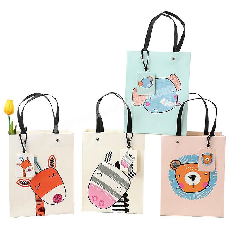 Wholesale High Quality Cute Animals Printed Portable Gift Packaging Bag with Decoration