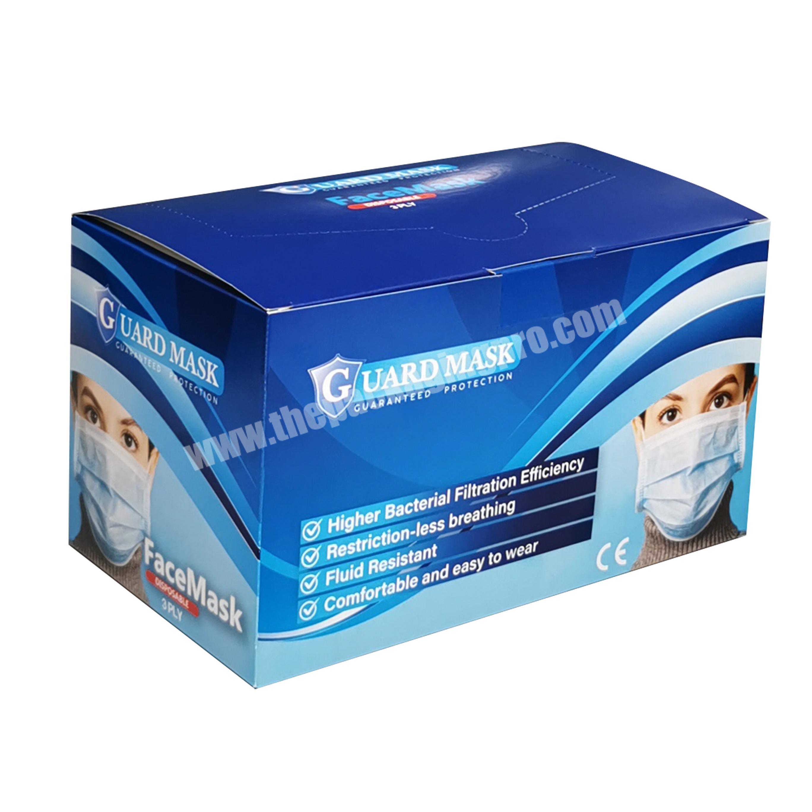 Wholesale High Quality Printed Custom Tear-off Lid N95 KN95 Face Mask Box Packaging