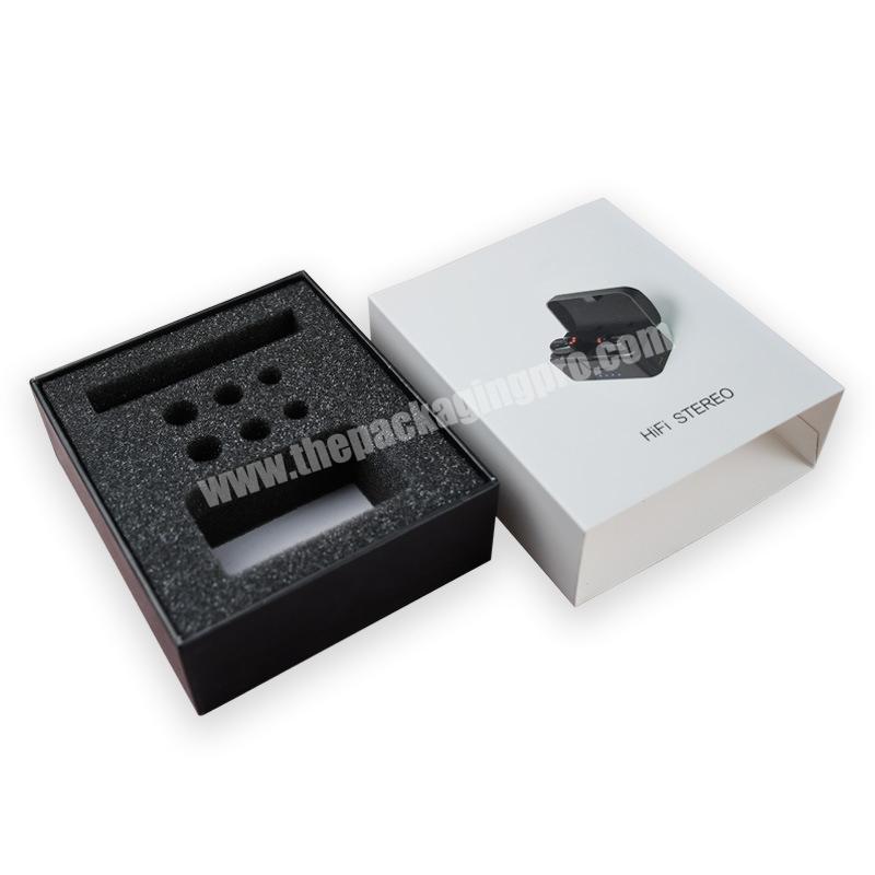 Wholesale High Quality Rigid Favourable Sliding Paper Drawer Eva Foam Insert Stereo Earphone Packing Boxes