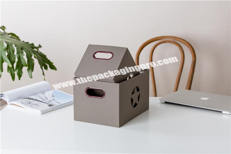 Wholesale household sued star pattern gray home organization desk storage box no lid