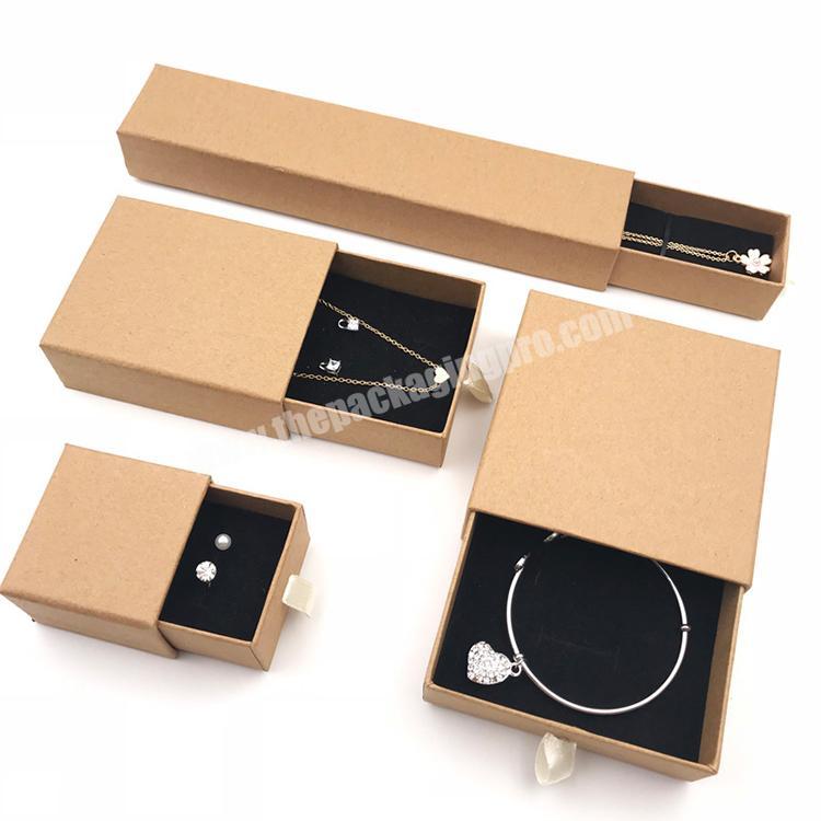 Wholesale jewelry anklet bracelet earring ring necklace packaging kraft box set eco friendly kraft paper recycled jewelry box