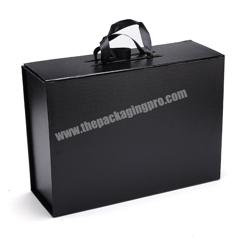 Wholesale large size folding paper gift packaging box in stock with Ribbon