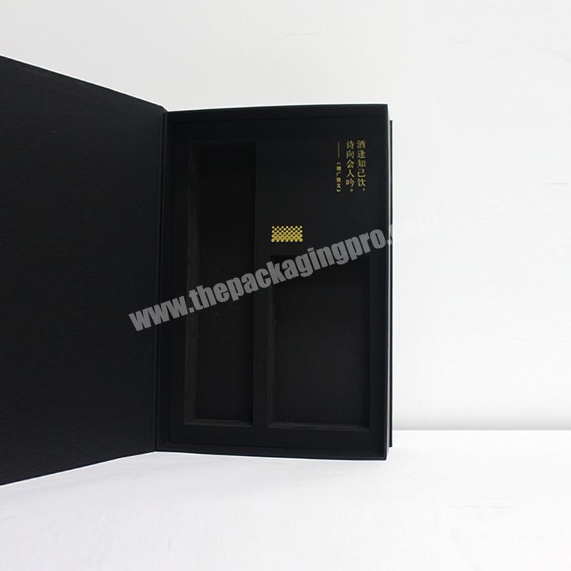 Wholesale Luxury Black Cardboard Foil Logo Printed Cosmetic Packaging Box EVA Foldable Magnetic Souvenir Gift Box