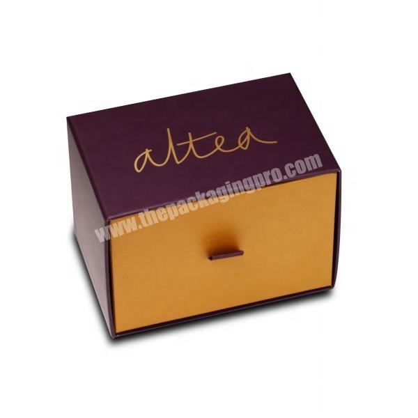 Wholesale luxury color cardboard drawer packing box gift box with gold logo