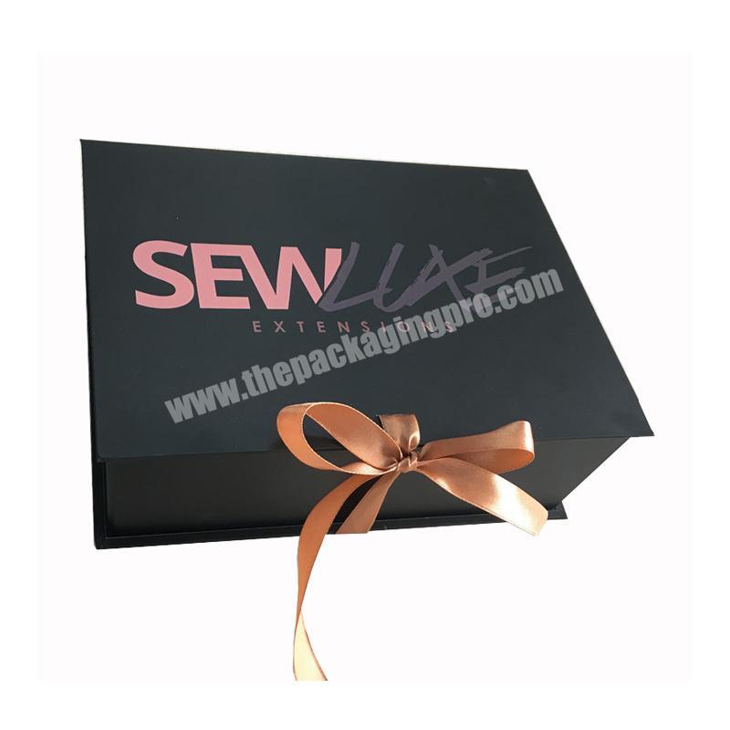 Wholesale Luxury Custom Hair Extension Gift Packaging Boxes with Ribbon