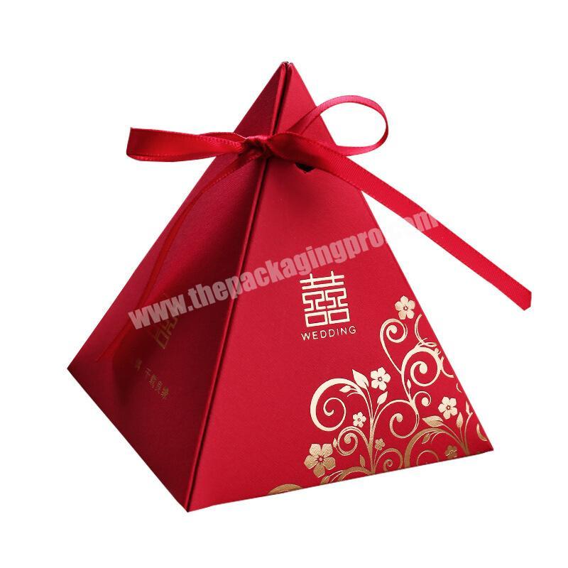 Wholesale Luxury Custom Logo  Foil Stamping  Triangle Wedding Favour Candy Sweet Packaging Box