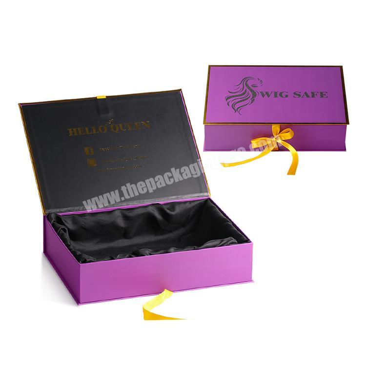 Wholesale Luxury Custom Logo Paper Magnetic Gift Box Bundles Wig Hair Extension Packaging Boxes With Satin Ribbon
