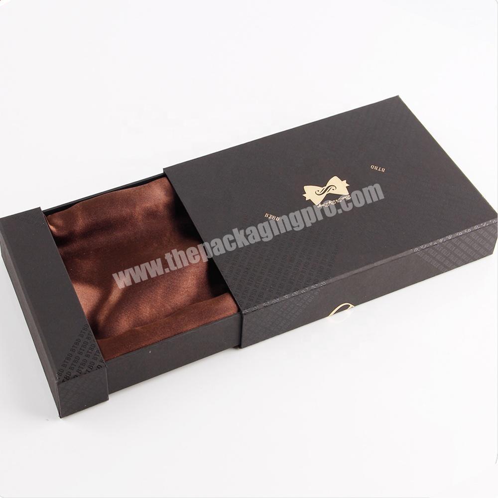Wholesale luxury high quality matte black cardboard sliding drawer style paper packaging small gift box with custom logo