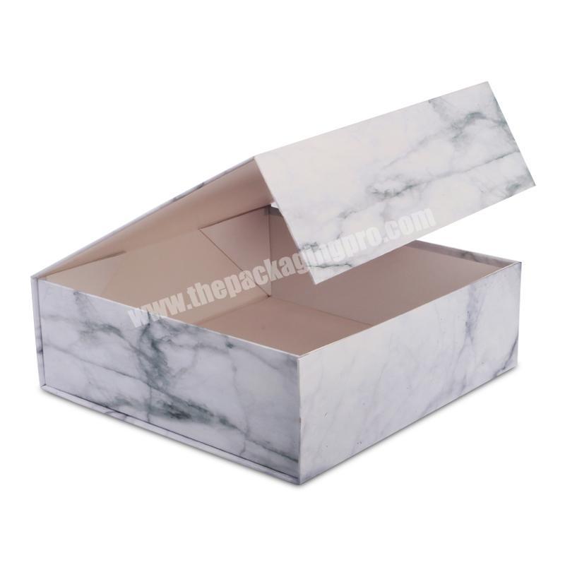 Wholesale Luxury Magnetic Cosmetic Folding Marble Paper Box For Beaty Set