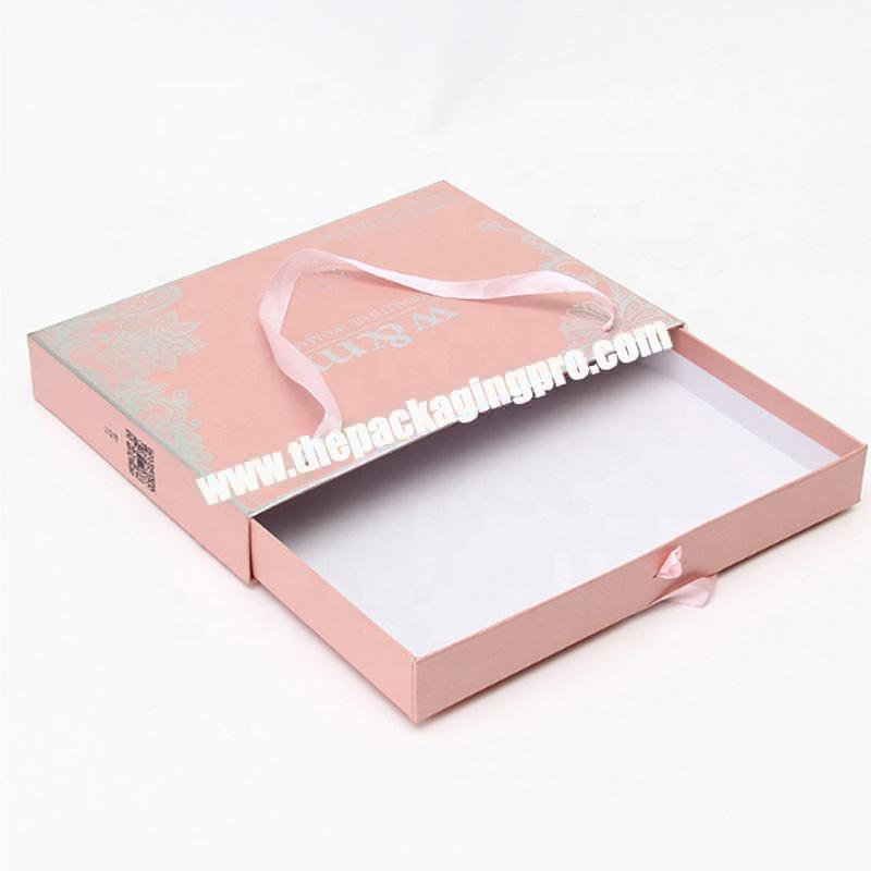 Wholesale luxury pink velvet cardboard drawer wig hair extension packing box