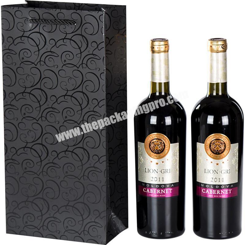 Wholesale  Luxury Portable Gift Packaging Handbag for Wine or Champagne with Customized Logo