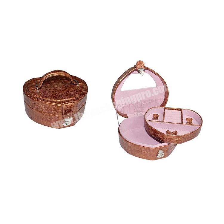 Wholesale  luxury pu packaging ring necklace earrings por table heart gift jewellery case travel jewelry leather box for gift