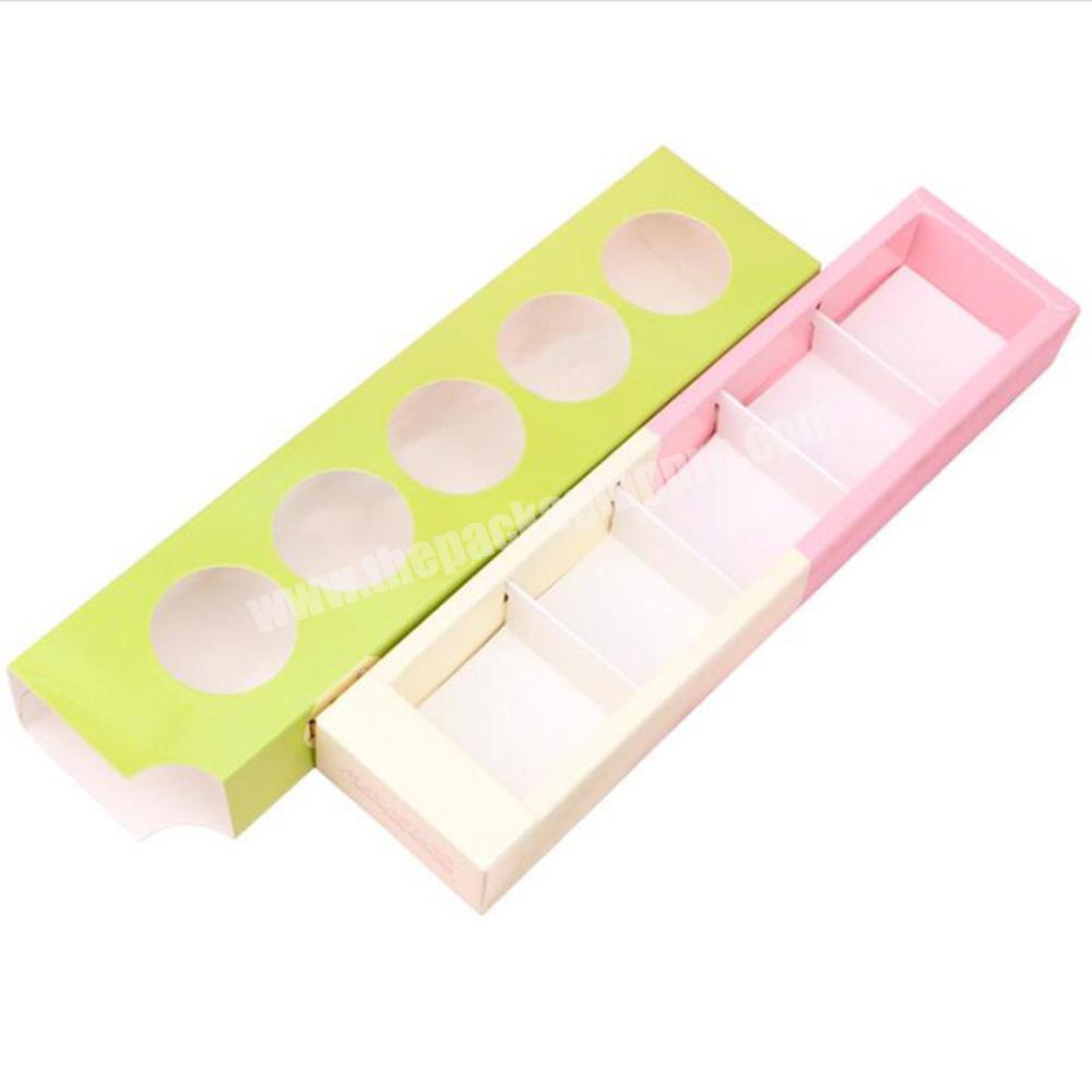 Wholesale Macaroon Cookie Foldable Drawer Boxes Packaging With PVC Window
