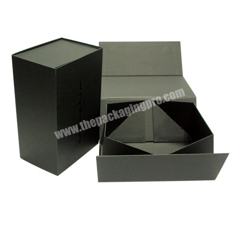 Wholesale Magnetic Closure Custom Logo Black Paper Packaging Gift Foldable Boxes