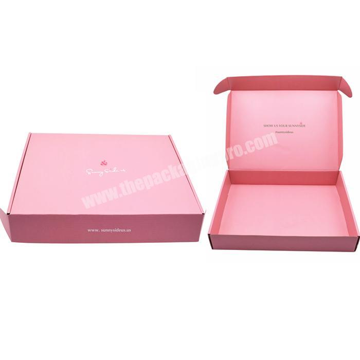 Wholesale manufacturer foldable waterproof mailer packaging garment sportswear pink corrugated paper shipping box