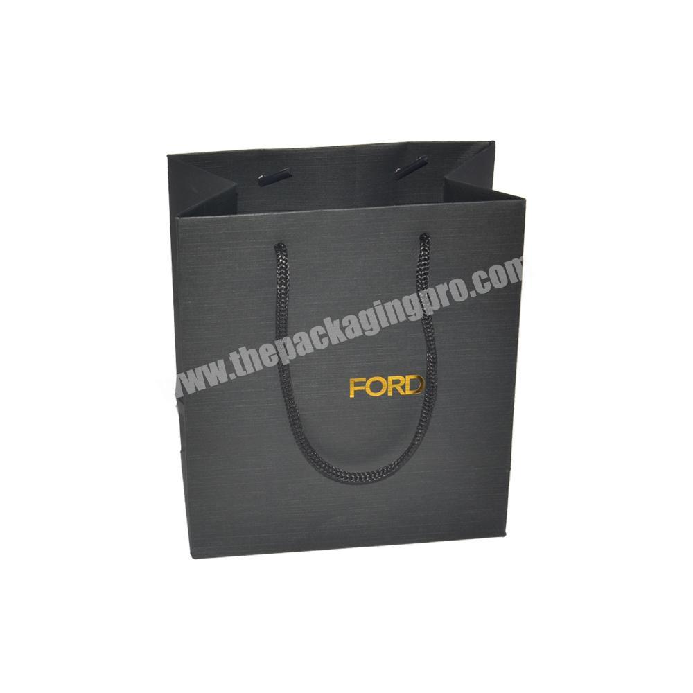 Wholesale Matt Black Luxury Recycled Custom Printing Foil Stamped Logo Shopping Packing Paper Bag