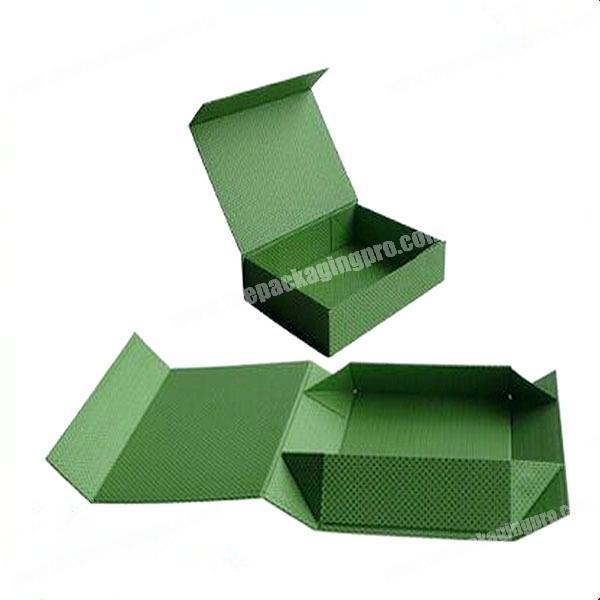 Wholesale Matte Green Custom China Factory Cardboard Ribbon Clothes Gift Packaging Folding Box