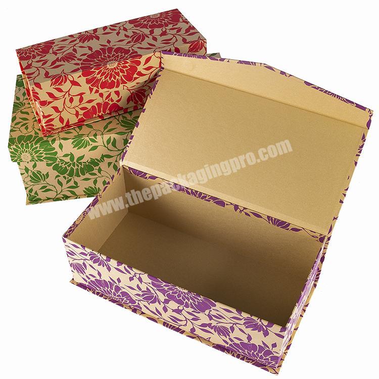 Wholesale Multi Purpose Magnetic Paper Gift Box Flower Print Luxuriant In Design Foldable Gift Box Custom Paper Storage Box