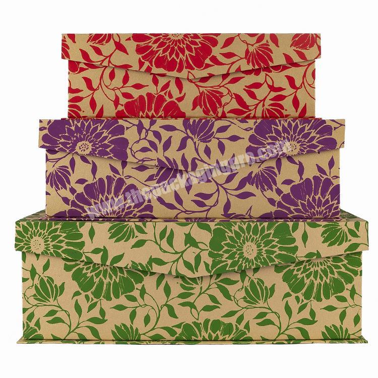 Wholesale Multi Purpose Magnetic Paper Gift Box Flower Print Luxuriant In Design Foldable Gift Box Custom Paper Storage Box