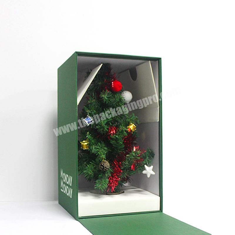 Wholesale Mystery Green Christmas Tree Packaging Box Amazon Silver Logo Cardboard Flower Gift Box Paper With Design Logo