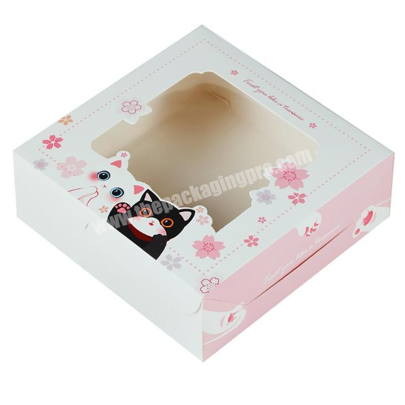 Wholesale New Design Square Shape Card Egg Tart Packing Box with Window Square 4 x 4