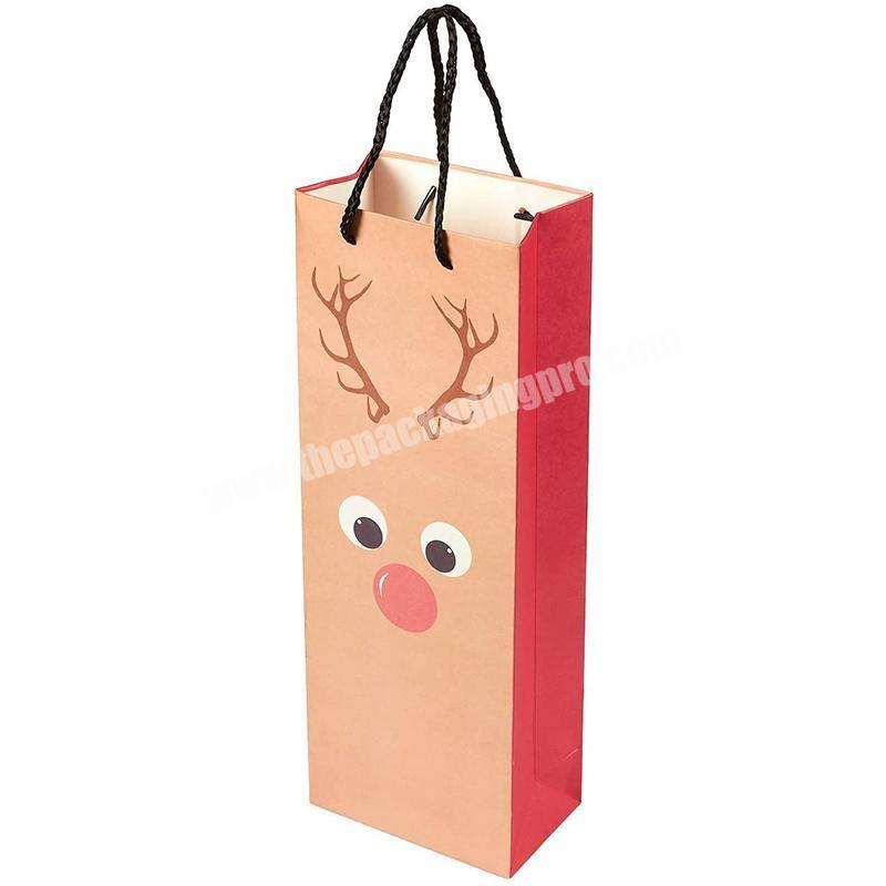 Wholesale New Design wine hard paper bag Packaging Reusable Kraft Paper Christmas Gift Bags